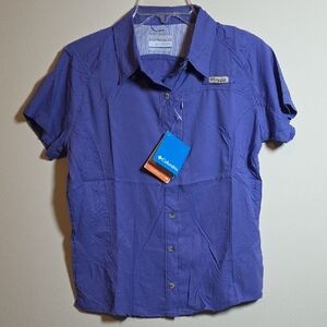 Columbia PFG Omnishade Purple Button Shirt MED. NWT